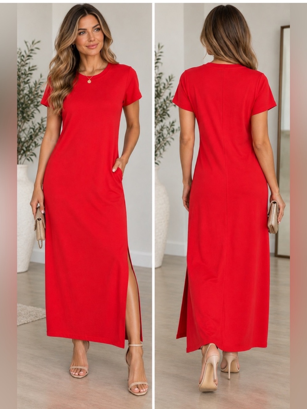 SPANX AirEssentials Maxi Dress in Spanx Red size XS NWT